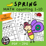 SPRING Math Counting Number 1-10 Worksheets Printable