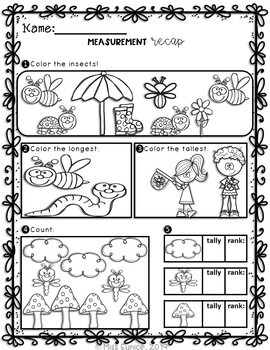 spring math worksheets for kindergarten measurement and data tpt