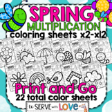 SPRING Multiplication Facts Coloring Sheets x2-x12 March A