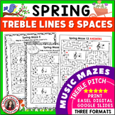 SPRING Music Activities - Treble Clef Notes Lines & Spaces