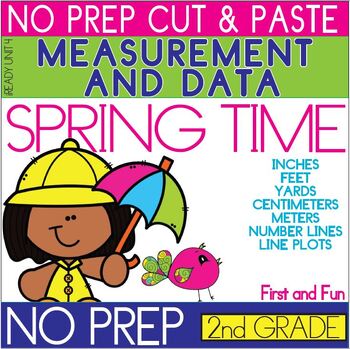 Preview of SPRING NO PREP CUT and PASTE 2ND GRADE MEASUREMENT iREADY MATH