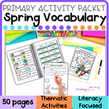 Preview of Spring Vocabulary Package ELA Literacy Activities Worksheets Busy Morning Work