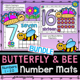 SPRING Number Counting Mats 1-20 Butterfly + Bee BUNDLE