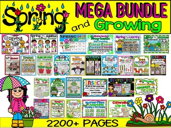 Preview of SPRING PHONICS AND MATH MEGA BUNDLE FOR KINDERGARTEN (PREP+NO PREP, 2200+ pages)