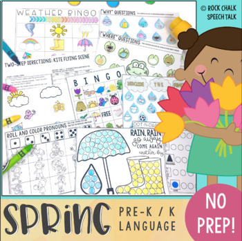 Preview of SPRING No Prep Preschool Speech Therapy Activities