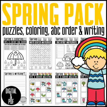 Preview of SPRING'S PUZZLES/ABC ORDER/WORD SEARCH/ WRITING/DIGITAL