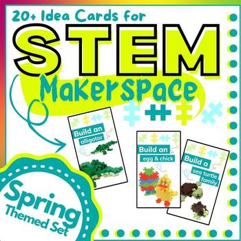 Preview of SPRING SPECIAL Plus Plus Blocks STEM BIN Challenge Cards for Maker Space