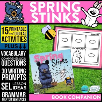 Preview of SPRING STINKS activities READING COMPREHENSION - Book Companion read aloud