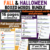 FALL & HALLOWEEN boxed words and phrases lowercase letter 