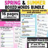 SPRING & SUMMER boxed words and phrases lowercase letter f
