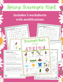 SPRING Scavenger Hunt Bingo with Worksheets and Modificati