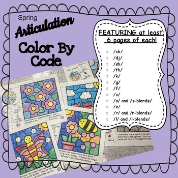 Preview of SPRING Speech Articulation Color by Code: Play-Based Speech Therapy
