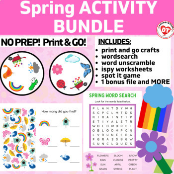 Preview of SPRING ACTIVITY BUNDLE + BONUS FILE: OT crafts, ispy/worksheets + bonus file