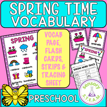 Preview of SPRING VOCABULARY PAGE FREEBIE word wall strips flashcards tracing sheet