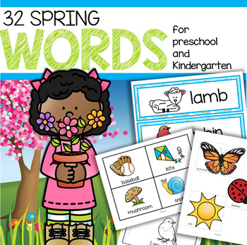 Preview of SPRING Vocabulary 32 Words Center plus- Reader, Word Wall, Flashcards