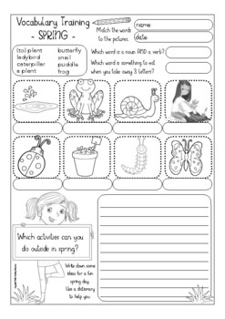 spring vocabulary worksheets for esl english beginners tpt