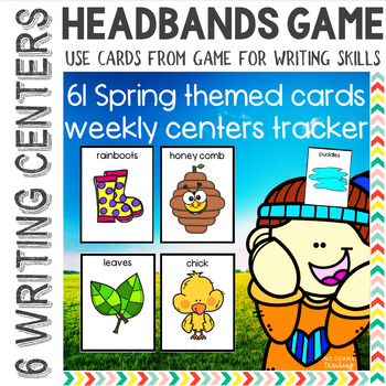 Preview of SPRING WRITING CENTERS USING HEADBANDS GAME
