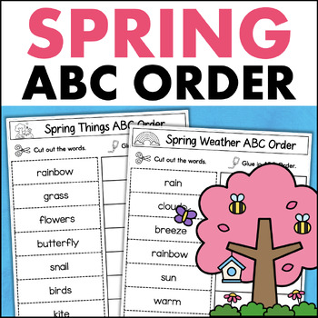 Preview of SPRING Cut and Paste ABC Order & Word Search Worksheets FREE