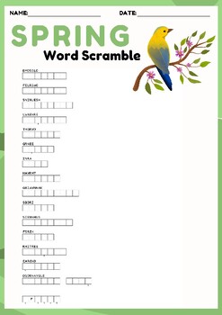 Preview of SPRING Word scramble puzzle worksheet activity