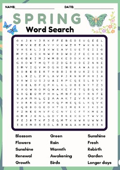 Preview of SPRING Word search puzzle worksheet activity