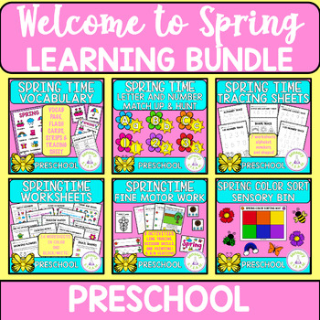 Preview of SPRING theme Math Science and Literacy Bundle for Preschoolers and Toddlers