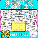 SPRING themed No-Prep Worksheets Preschool | math patterns
