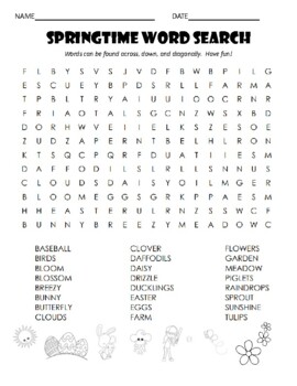 SPRINGTIME WORD SEARCH by HofMart | TPT