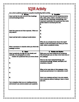 SQ3R Graphic Organizer by Parrish Learning Zone | TpT