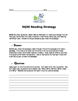 Preview of SQ3R Reading Nonfiction Strategy