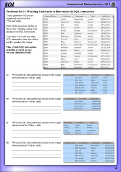 Preview of SQL Computational Thinking Exercises - Set 1