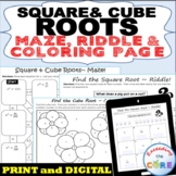SQUARE & CUBE ROOTS Maze, Riddle, Color by Number Coloring