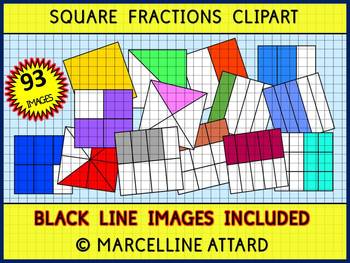 Preview of SQUARE FRACTIONS CLIPART MATH GEOMETRY CLIP ART ADDING SUBTRACTING SIMPLIFYING