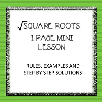 Preview of SQUARE ROOTS