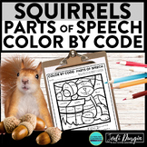 SQUIRRELS color by code AUTUMN coloring page PARTS OF SPEE