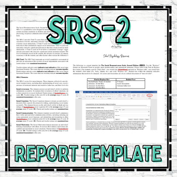 Preview of SRS Report Template School Psychology Special Education Assessment Evaluation