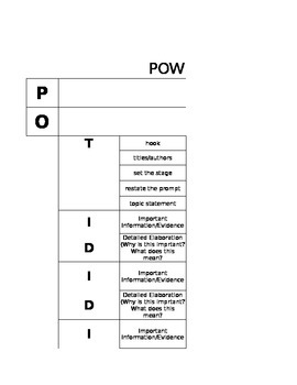 Preview of SRSD Graphic Organizer for POW TIDE (Detailed)