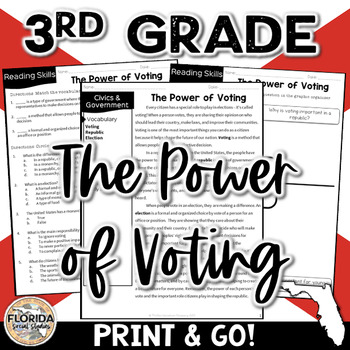 Preview of SS.3.CG.2.2: Importance of Voting in Elections | FL 3rd Grade Civics