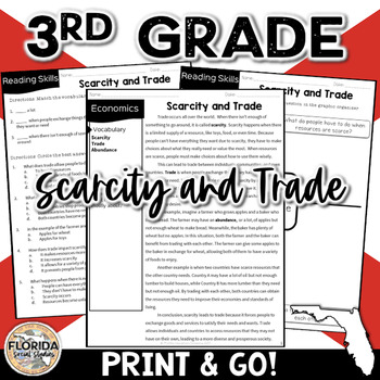Preview of SS.3.E.1.1 - Scarcity Results in Trade | Florida 3rd Grade Economics