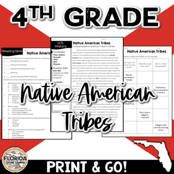 Preview of SS.4.A.2.1 Native American Tribes in Florida Social Studies Reading Activity