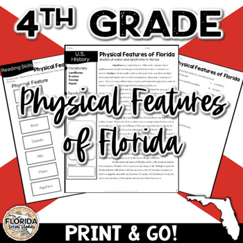 Preview of SS.4.G.1.1 Physical Features of Florida Geography 4th Grade Social Studies