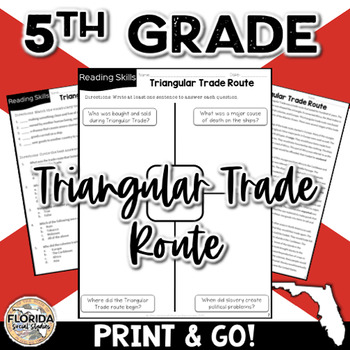 Preview of SS.5.A.4.5 Triangular Trade Route 5th Grade Florida Social Studies Reading