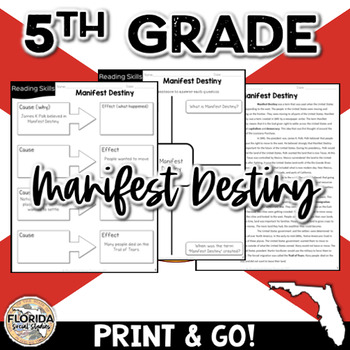 SS.5.A.6.7 Manifest Destiny 5th Grade Florida Social Studies Reading  Activity