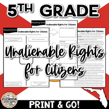 Preview of SS.5.CG.1.1 Declaration of Independence & Unalienable Rights for Citizens