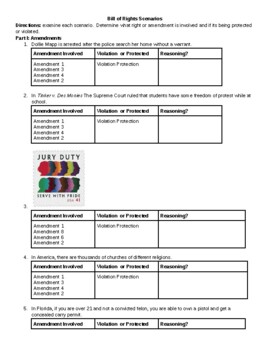 Preview of SS.7.C.2.4,2.5,3.6: Constitutional Rights Scenarios Activity