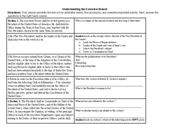 Preview of SS.7.C.3.3,3.8: Executive Branch Scaffolded/Focused Notes