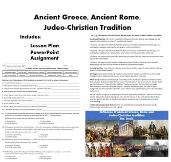 Preview of SS.7.CG.1.1 Ancient Greece, Ancient Rome, Judeo-Christian Tradition