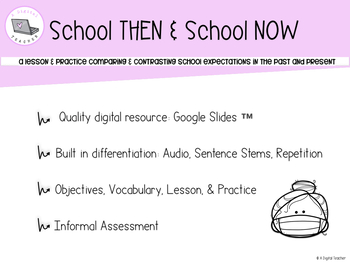 Preview of SS-Comparing & Contrasting School Then & Now: Lesson & Practice
