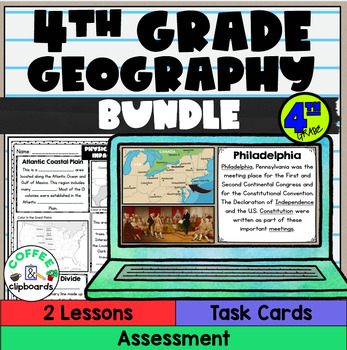 Preview of Geography 4th grade BUNDLE: Physical Features and Man-Made Features - SS4G1