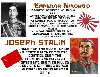 Preview of SS5H4(d) Hirohito and Stalin Anchor Chart and Handout