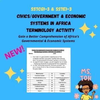 Preview of SS7CG1-3 & SS7E1-3 for Africa Vocabulary/Terminology Activity